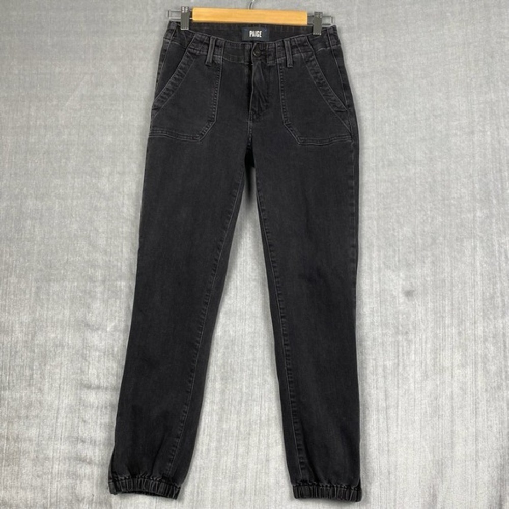Paige Mayslie Jeans Womens 23 Black Denim‎ Joggers Faded Mist Bohochic Grunge